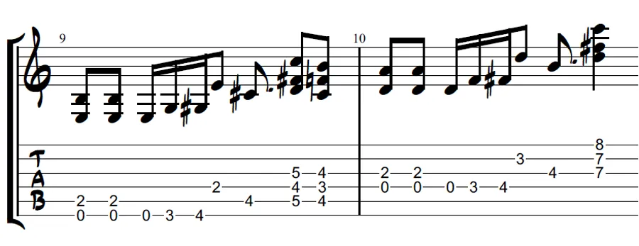 Blues Guitar Riff - Bar 9-10