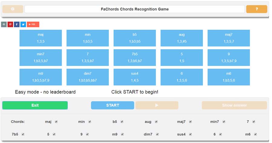 chords recognition ear training game