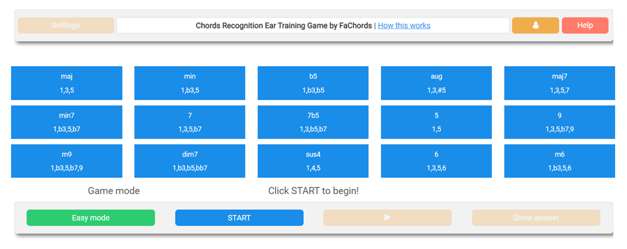 Chord Recognition Game: Improve Your Aural Skills