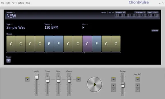 chordpulse backing tracks tool