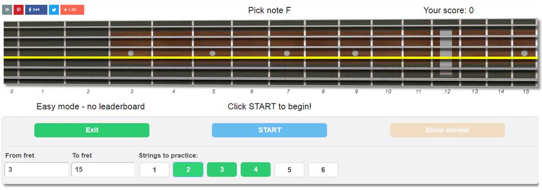 guitar fretboard trainer baby step-by-step learning mode