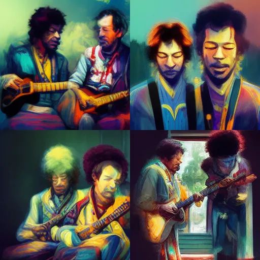 Jimi Hendrix and Eric Claption together