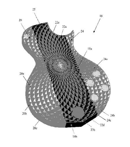 Lightweight guitar body having prismatic effect