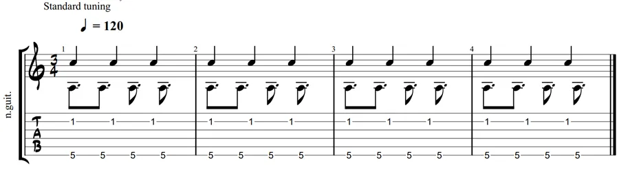 4 Over 3 Hemiola on guitar