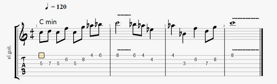 Aeolian scale over minor