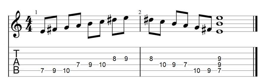 a flat harmonic minor scale