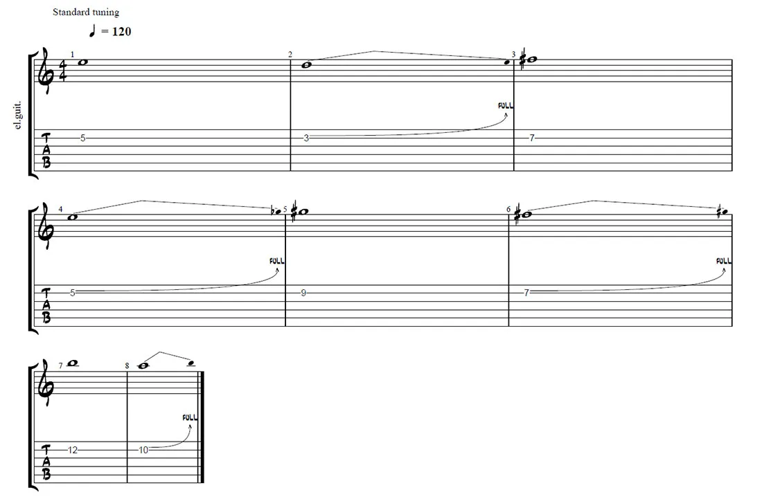 guitar bending exercise