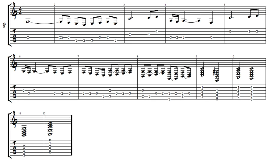 A whiter shade of pale guitar tabs